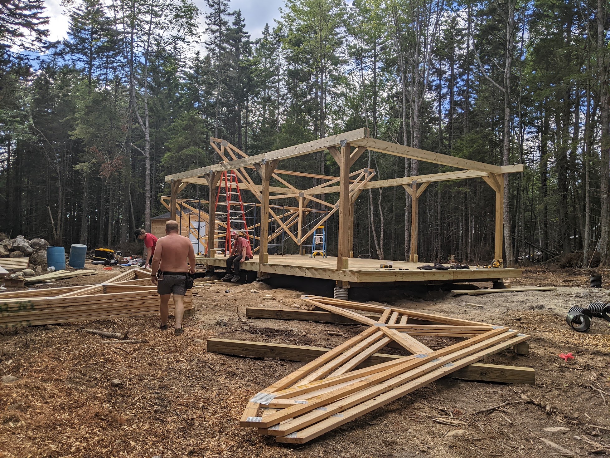 Beams complete, contemplating the trusses